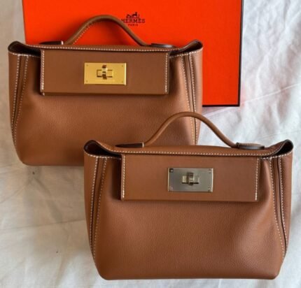Hermès, the Mini 2424, in Gold With leather type.