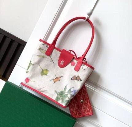 Goyard Saint Louis PM bag - Floral print with red accents.