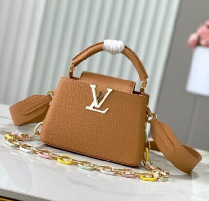 Louis Vuitton Capucines bag in a Camel Shades of Brown.