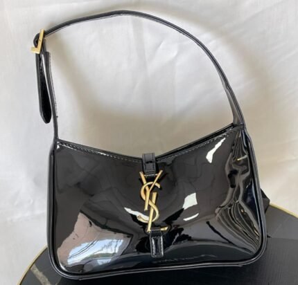 Saint Laurent Le 5 à 7 Hobo Bag – Black Patent Leather