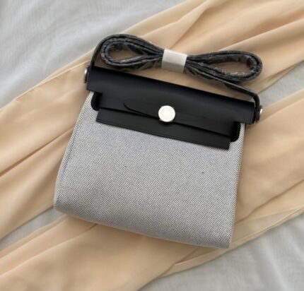 Hermès Herbag Mini in Ecru/Black/Black – Compact Luxury with a Timeless Twist