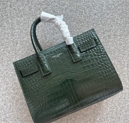 Saint Laurent Sac de Jour -  Dark Green (Croc-Embossed Leather)