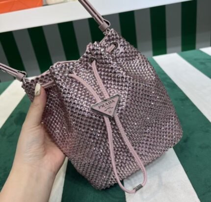 Prada Re-Edition Satin Mini-Bag with Crystals - Alabaster Pink (Crystal)