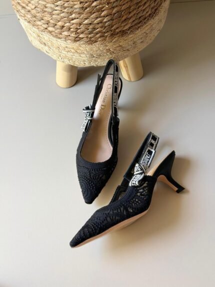 Black Lace Slingback Heels