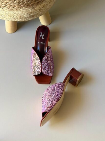Blush Crystal Mule Heels