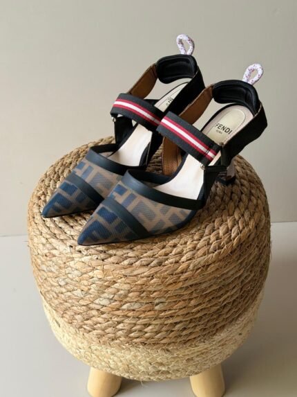 Fendi Colibrì Mesh Slingback (Tobacco & Black)