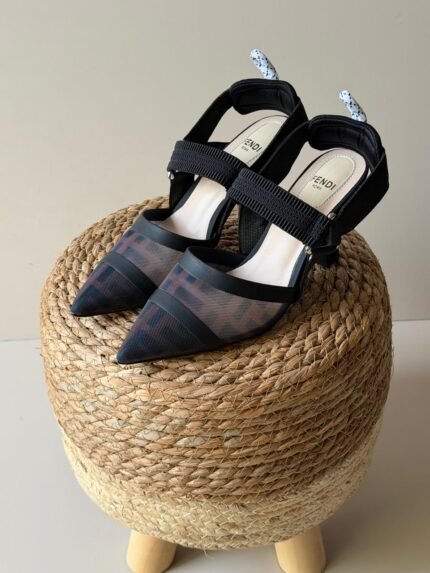 Fendi Colibrì Mesh Slingback (Shadow Black)