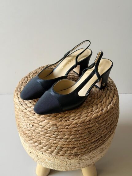 Chanel Black-on-Black Monochromatic Slingback