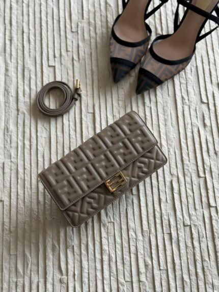 The Neutral Taupe: 3D FF Embossed Leather Baguette WOC – Warm Taupe