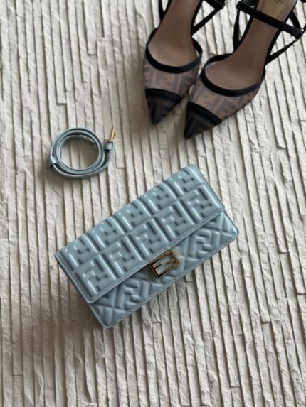 The Pastels Fresh : 3D FF Embossed Leather Baguette WOC – Light Seafoam