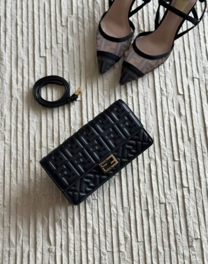 The Stealth Noir : Stealth Black 3D FF Embossed Nappa Baguette WOC