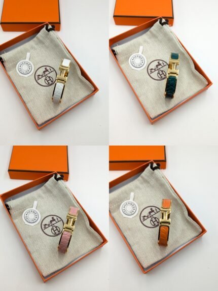 Hermès Clic H Leather Inlay Bracelet