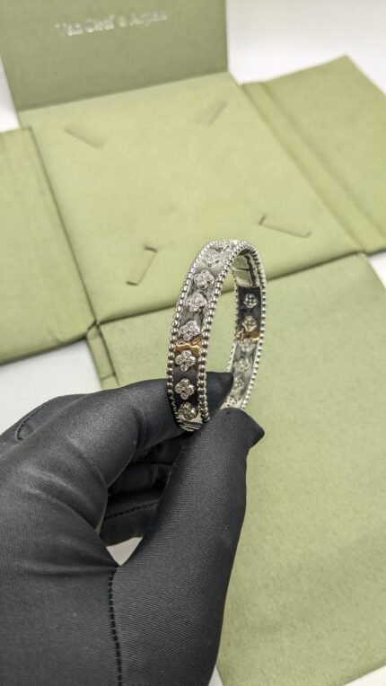 Van Cleef & Arpels Perlée Clovers Bangle (Silver Finish)