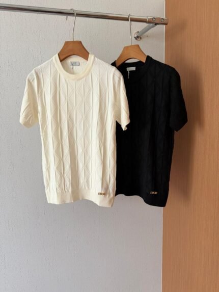 Dior Oblique Pattern Knit Tee (Black & White)