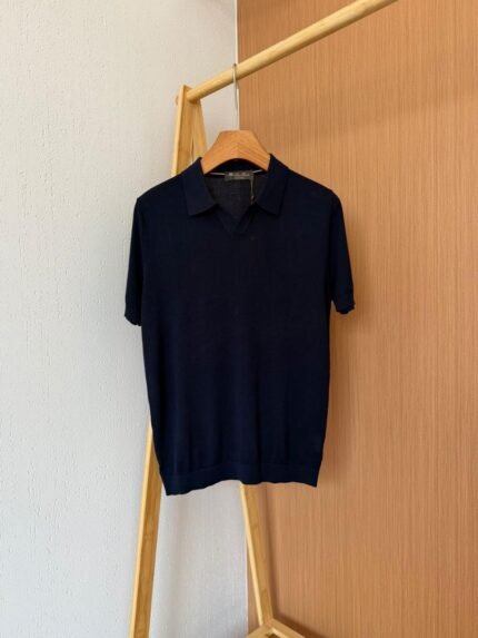 Loro Piana Textured Knit Polo - Navy