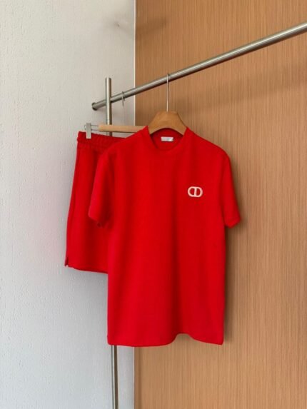 Dior CD Icon T-Shirt & Shorts Set (Red)