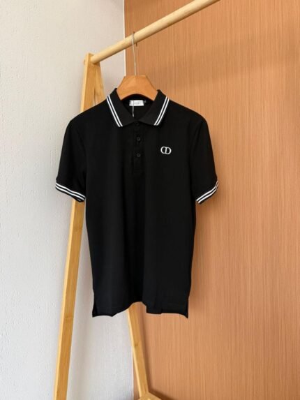Dior Tipped Polo Shirt-Black