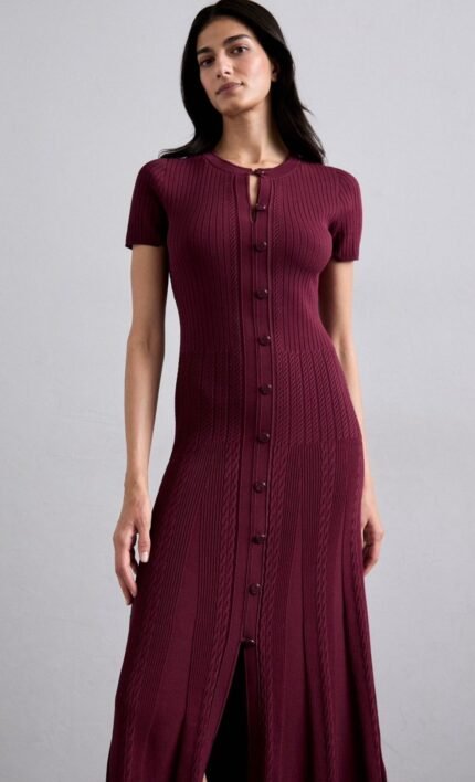 Burgundy Luxe Ribbed Dress
