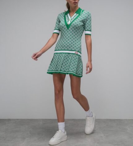 Green Patterned Knit Dress