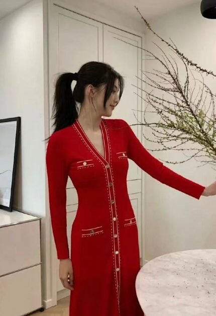 Red Knit Bodycon Dress